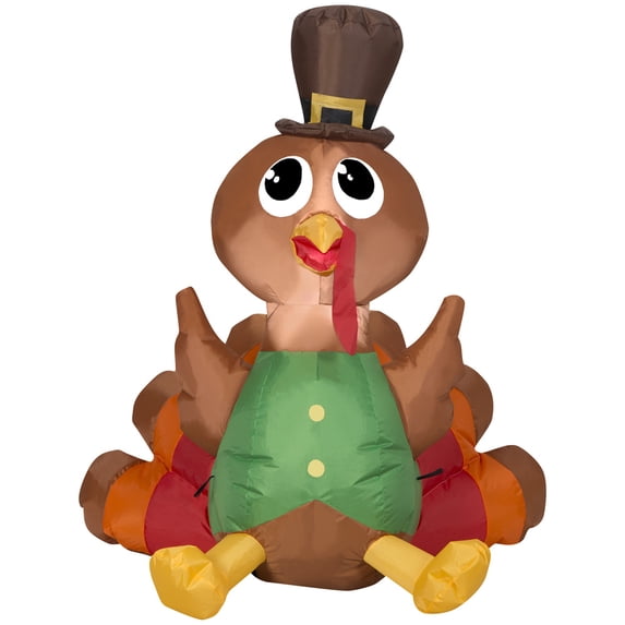 Gemmy Christmas Airblown Inflatable Turkey w/Green Vest, 3.5 ft Tall, Multi