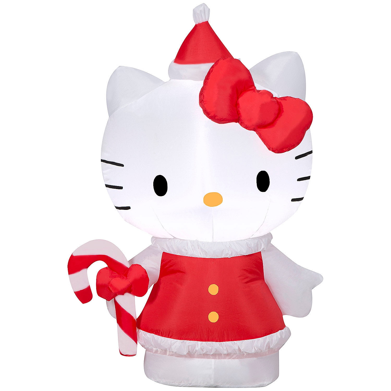 Gemmy 3.5 ft Airblown Blowup Inflatable Hellow Kitty in Holiday Dress with Built-In Lights Outdoor Decoration - Red