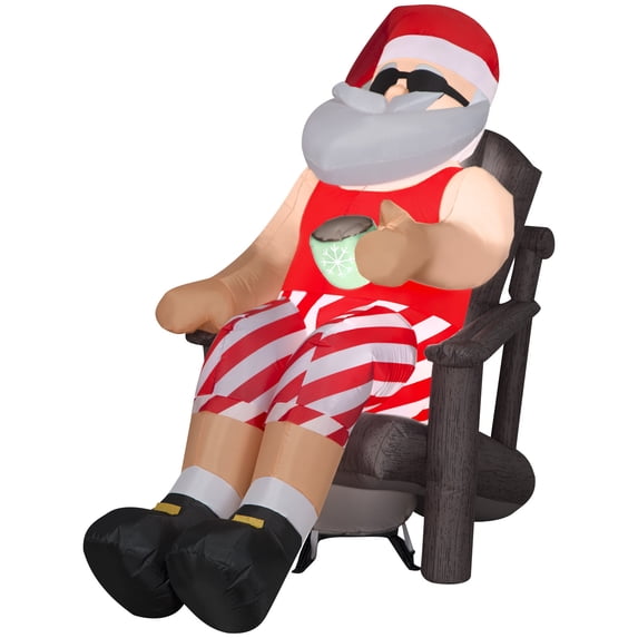 Gemmy Christmas Inflatable Santa in Outdoor Chair, 4.5 ft Tall, Multi