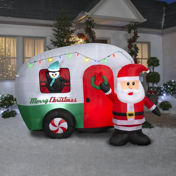 Gemmy Christmas Inflatable Santa's RV, 6 ft Tall, Multi