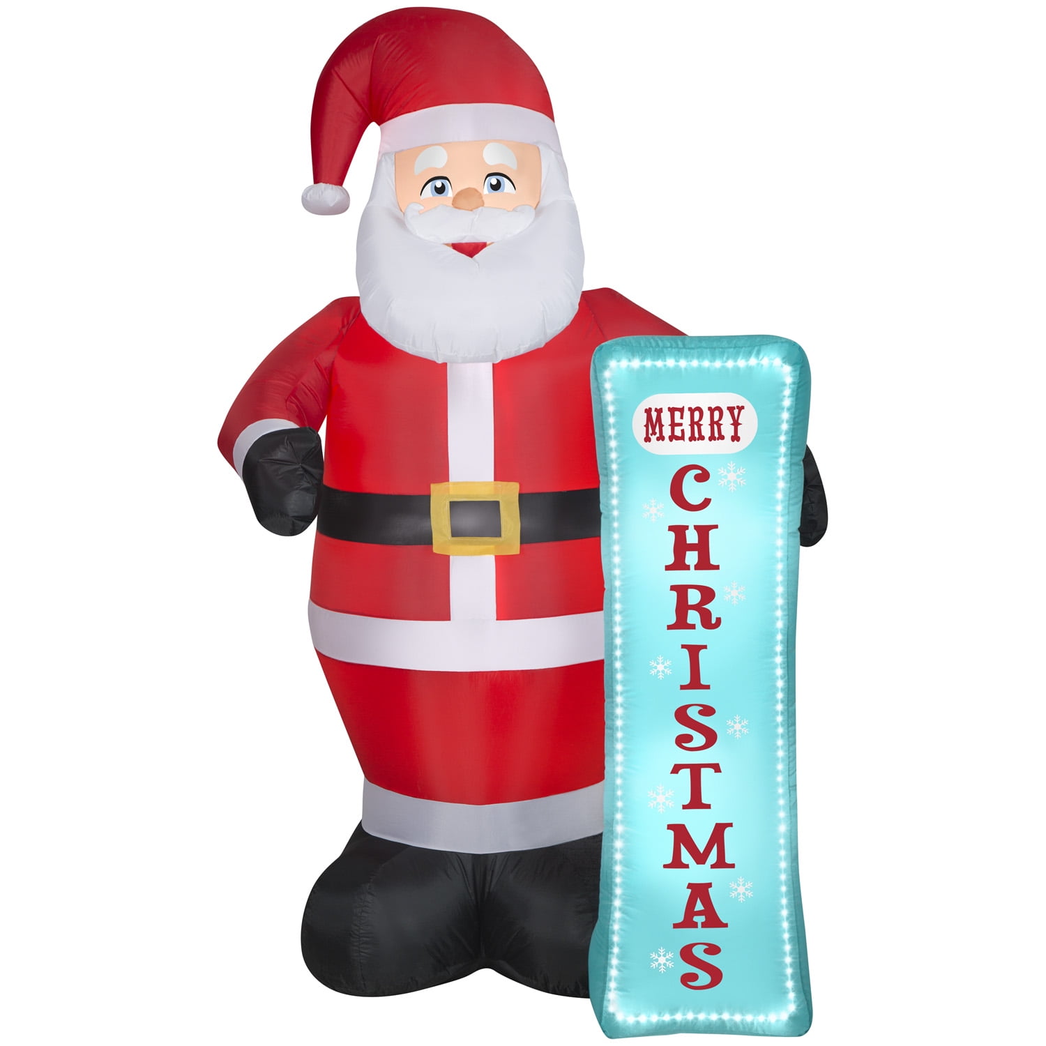 Gemmy Christmas Inflatable Santa with Sign, 7 ft Tall, Multi
