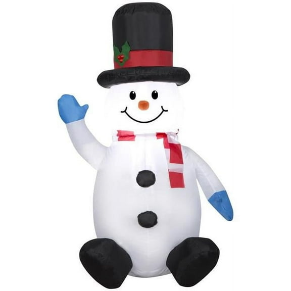 Gemmy 9096833 48 in. Christmas Snowman with Tall Top Hat Inflatable - Pack of 6
