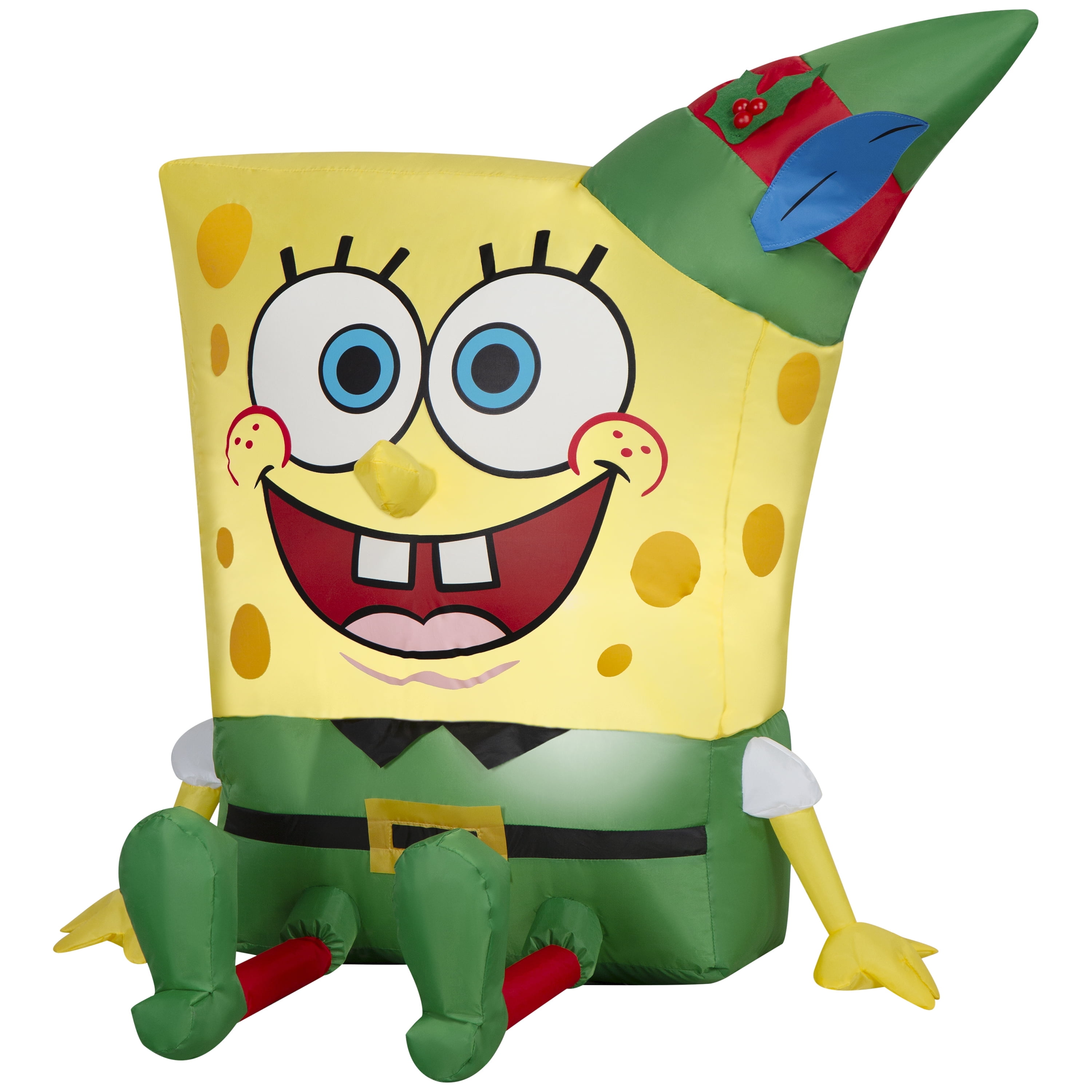 Gemmy Christmas Inflatable SpongeBob in Elf Outfit, 3 ft Tall, Multi