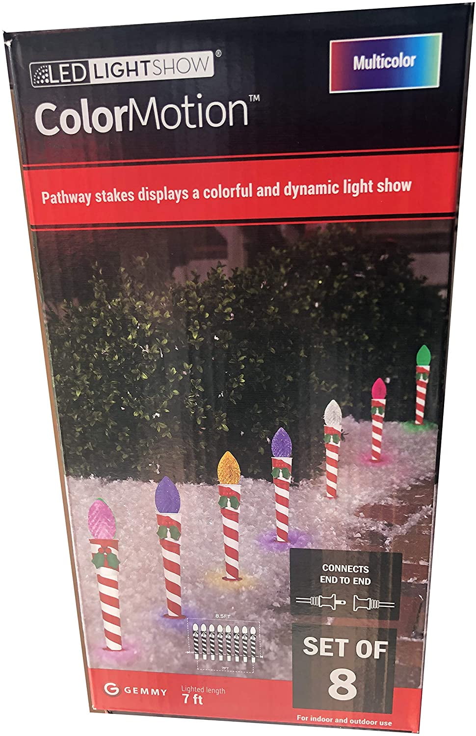 Gemmy ColorMotion Multicolor Pathway Stakes Set of 8 7ft total Indoor