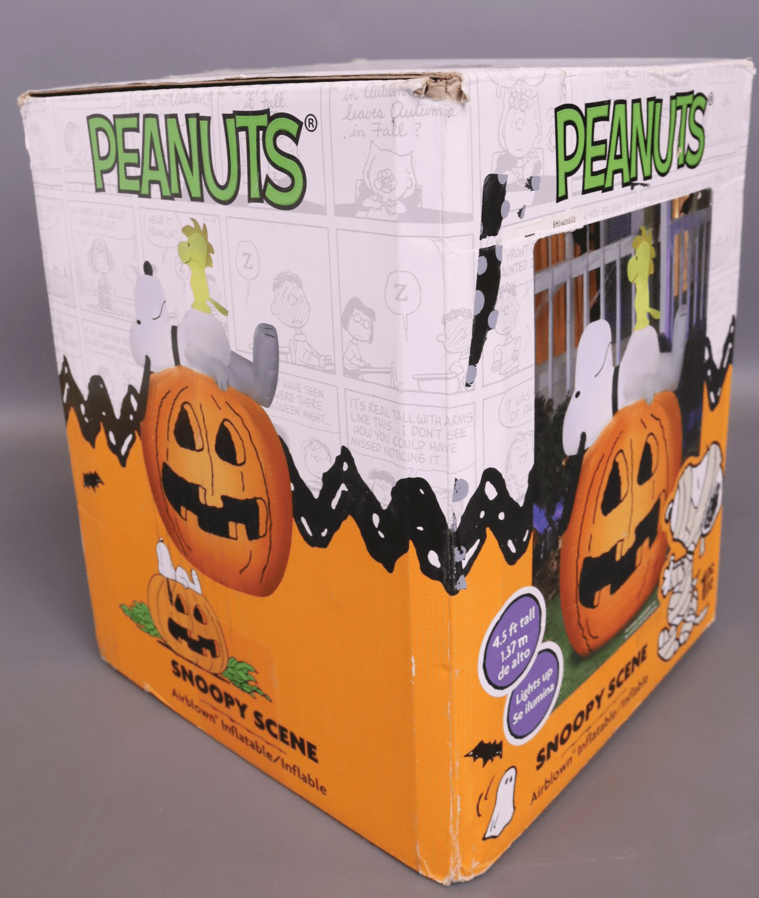 Gemmy Halloween Inflatable 4.50 ft. Pre-Lit Snoopy and Woodstock on Pumpkin-MD Scene Airblown Decor 73950
