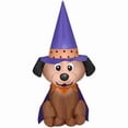 thumbnail image 1 of Gemmy Halloween Inflatable Dog in Witch Hat, 4 ft Tall, Multi, 1 of 5