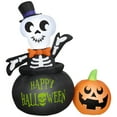 thumbnail image 1 of Gemmy Halloween Inflatable Skeleton in Cauldron, 4 ft Tall, Multi, 1 of 4