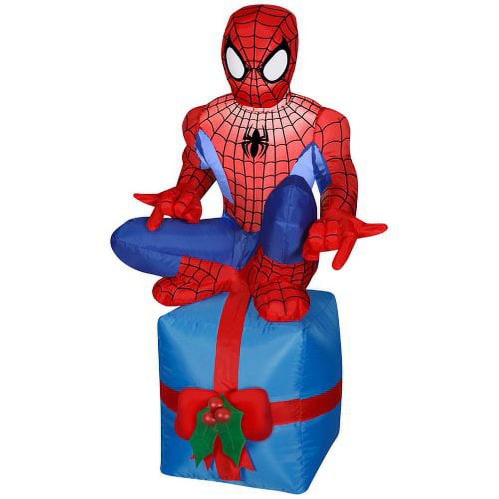 Gemmy Industries Airblown Spider Man Sitting on Present Small Marvel Inflatable