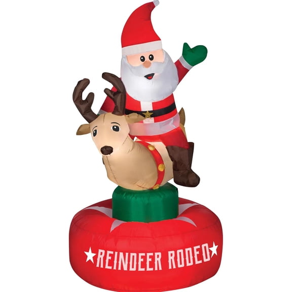 Gemmy Inflatable Animated Santa On Reindeer LED Lighted Yard Decoration - 72 in