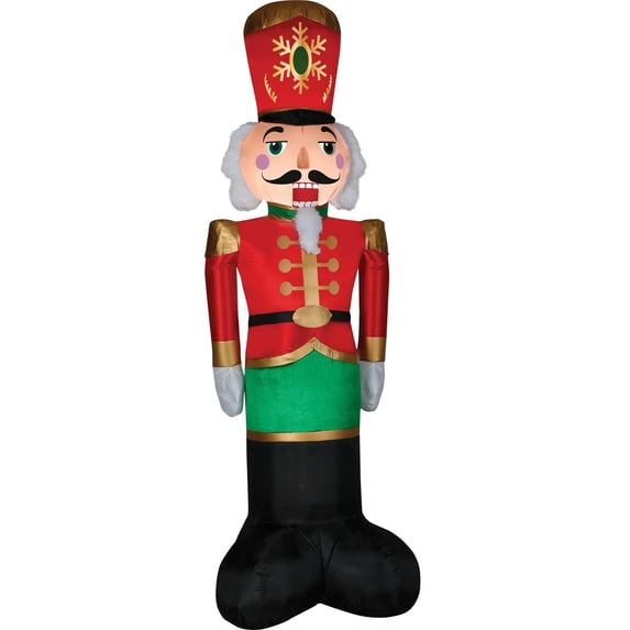 Gemmy Inflatable Nutcracker LED Lighted Outdoor Yard Decoration - 8 ft