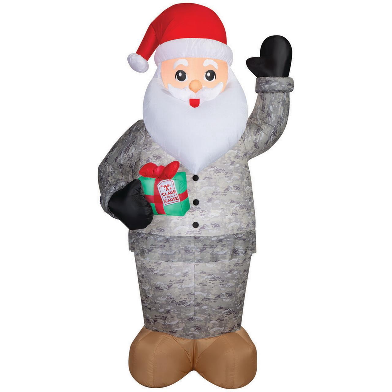 Inflatable Rentals Delaware Gemmy Inflatable Santa Claus Military Lights Up Outdoor Christmas ...