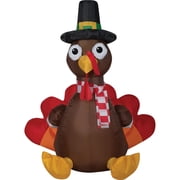 Gemmy Inflatable Turkey with Scarf LED Lighted Yard - 4 ft