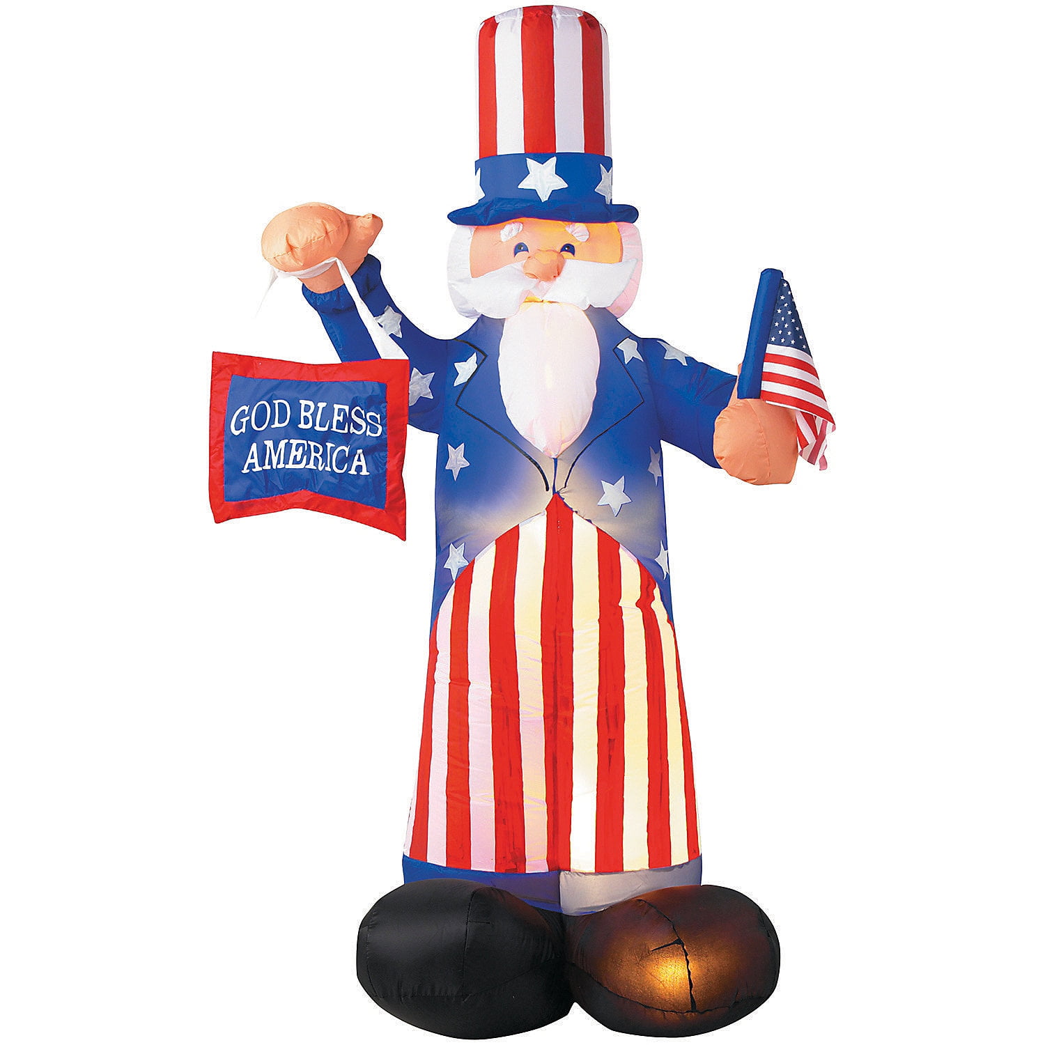 MORRIS COSTUMES Gemmy Inflatable Uncle Sam LED Lighted Yard Decoration - 72 in x 36 in x 30 in