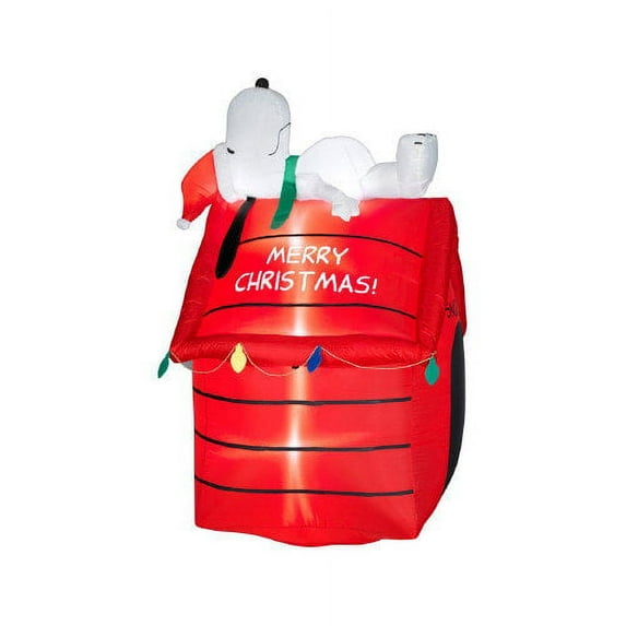 Gemmy Inflateables Holiday Peanuts Airblown Snoopy Lying on Doghouse, 5-Feet