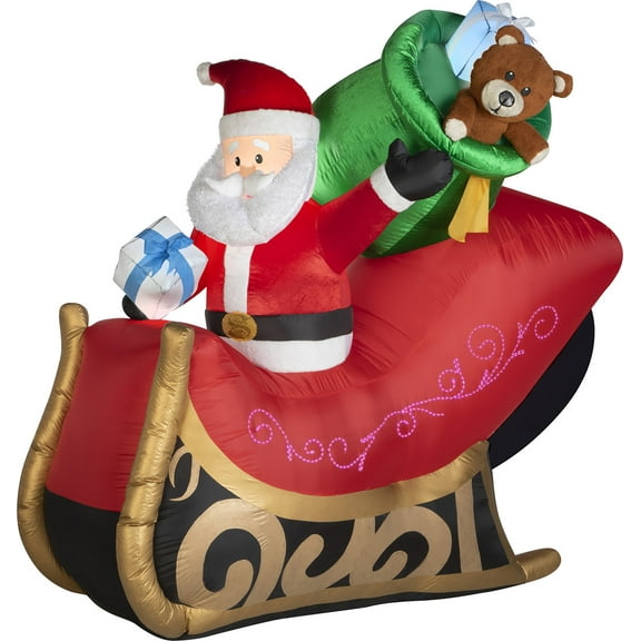 Airblown Mixed Media Santa Sleigh Inflatable