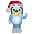 thumbnail image 1 of Gemmy Lights Up Airblown Bluey in Santa Hat Yard Inflatable, 3.5 ft, 1 of 3