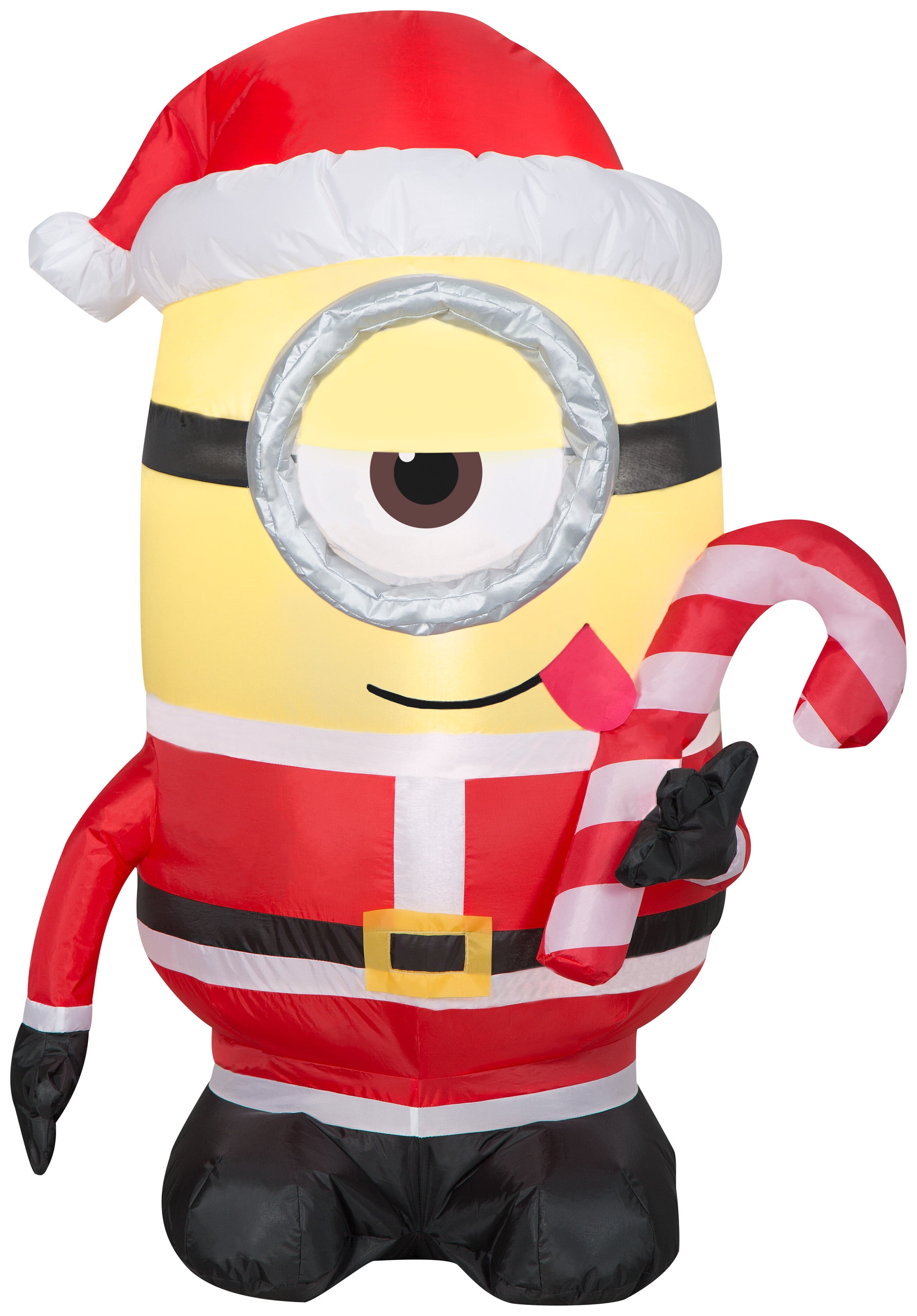 Gemmy Lights Up Minion Stuart Licking Candy Cane Yellow Christmas Yard Inflatable, 3.5 ft