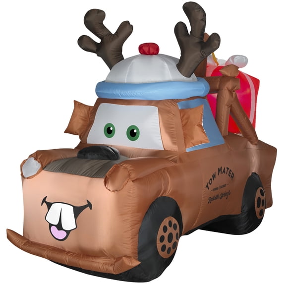 5 ft. Airblown Inflatable Lighted Mater with Reindeer Hat and Present Christmas Decoration
