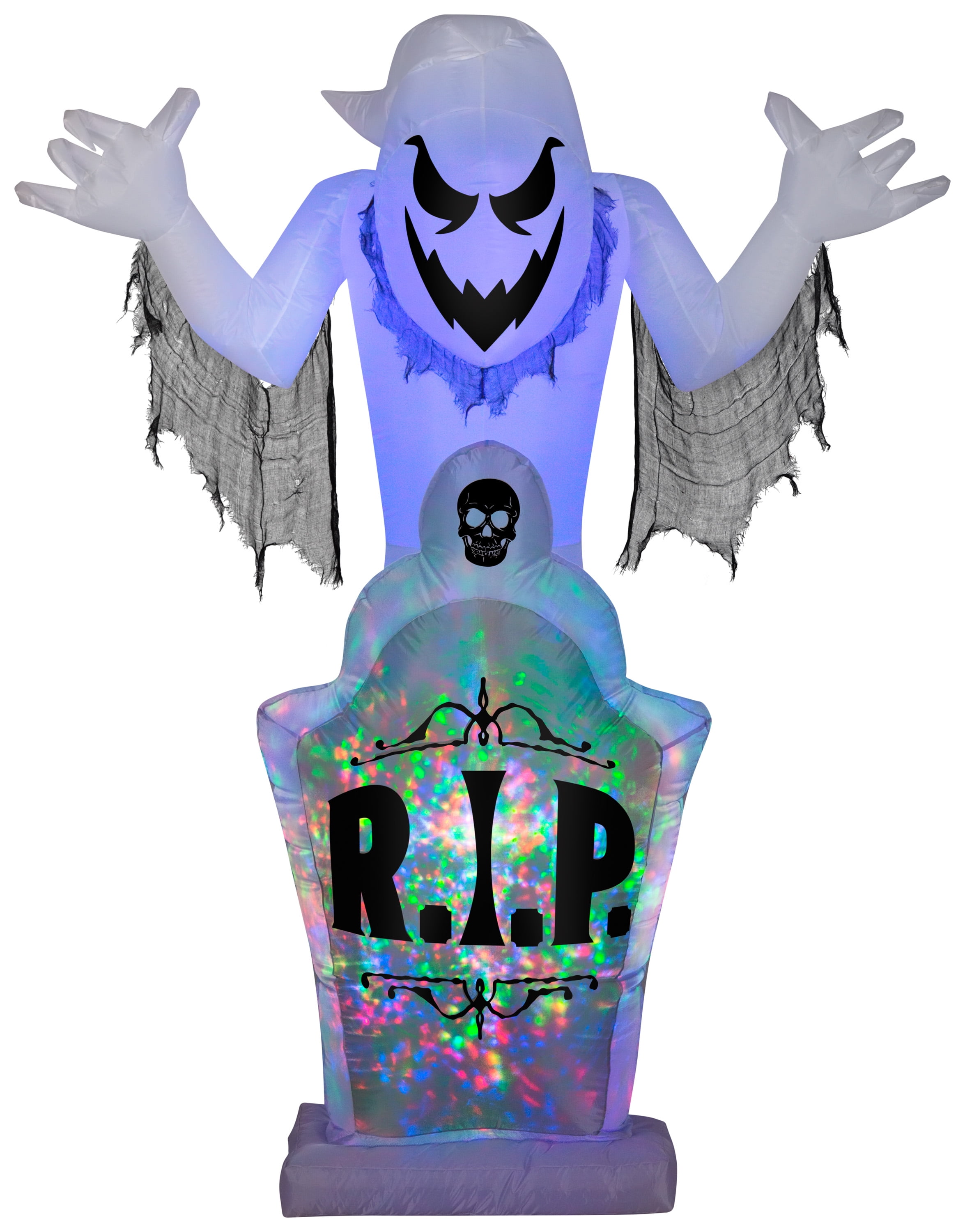 Gemmy Projection Airblown Kaleidoscope Ghost & Tombstone OPP (RGB), 7 ft Tall, white
