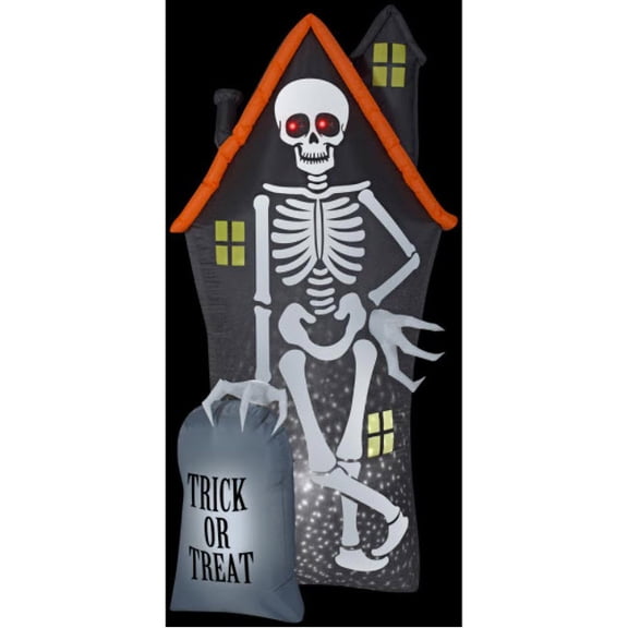 Gemmy Projection Skeleton and Haunted House-Starspinner Halloween Outdoor Inflatable