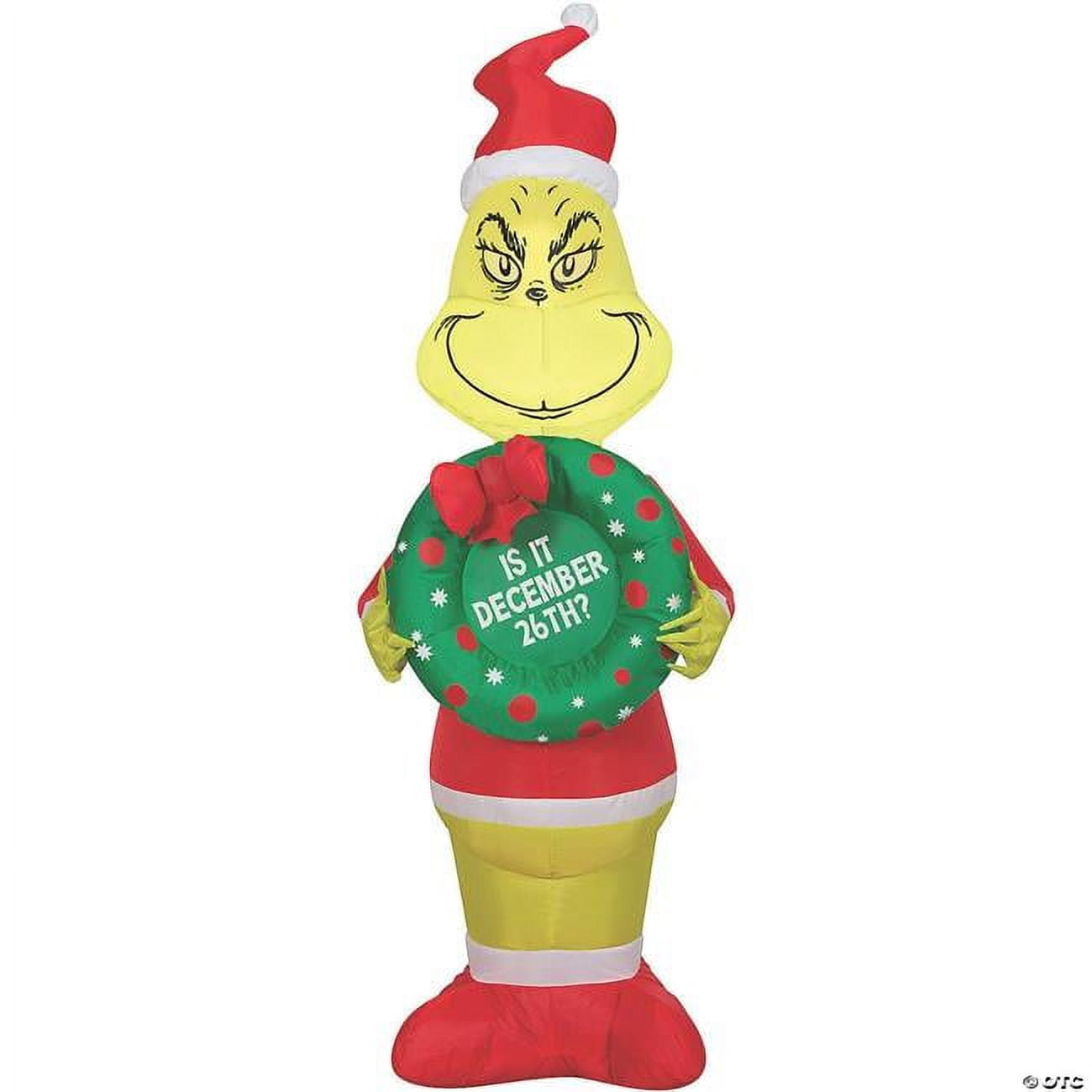 Gemmy SS116021G 48 in. Blow Up Inflatable Grinch with Wreath Outdoor