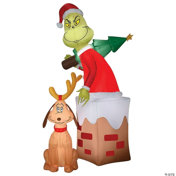 Airblown Grinch in Chimney with Max 40" Inflatable Christmas Outdoor Yard Decor