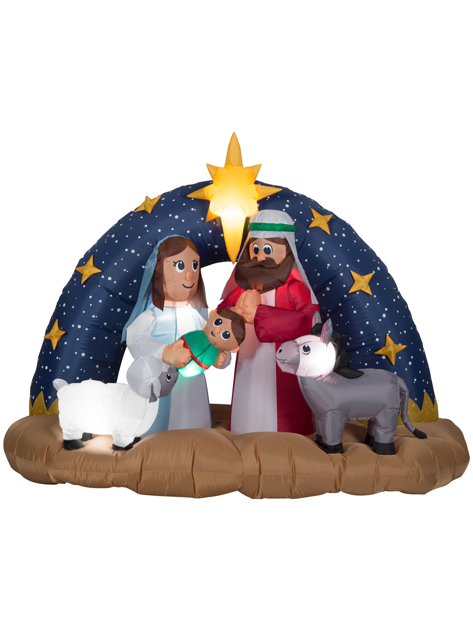 Gemmy Snowy Night Nativity Scene Inflatable Airblown Decor
