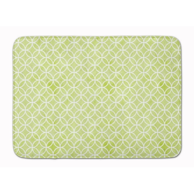 Gemoetric Circles on Green Watercolor Machine Washable Memory Foam Mat