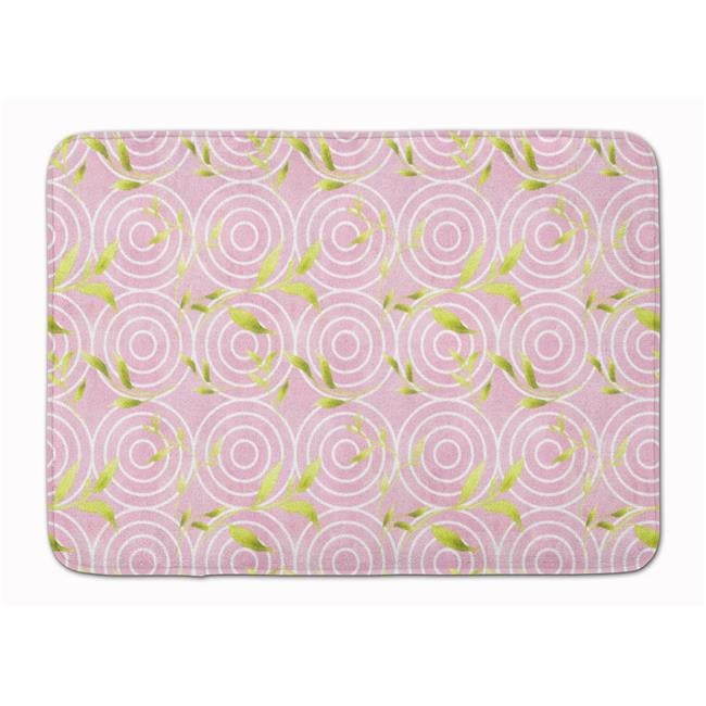 Pink Print Mat Gemoetric Circles on Pink Watercolor Machine Washable Memory Foam Mat ...