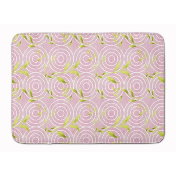Gemoetric Circles on Pink Watercolor Machine Washable Memory Foam Mat