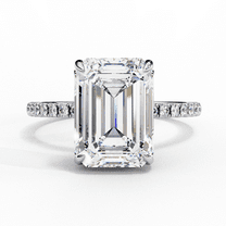 Gemone 1.5 CT Emerald Cut Lab Grown Diamond Engagement Ring - Solitaire Accent - Bridal Ring
