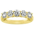 thumbnail image 1 of Gemour Yellow Gold Plated Sterling Silver 1 ct Round Cut Cubic Zirconia 5-Stone Ring, Size 7, 1 of 4