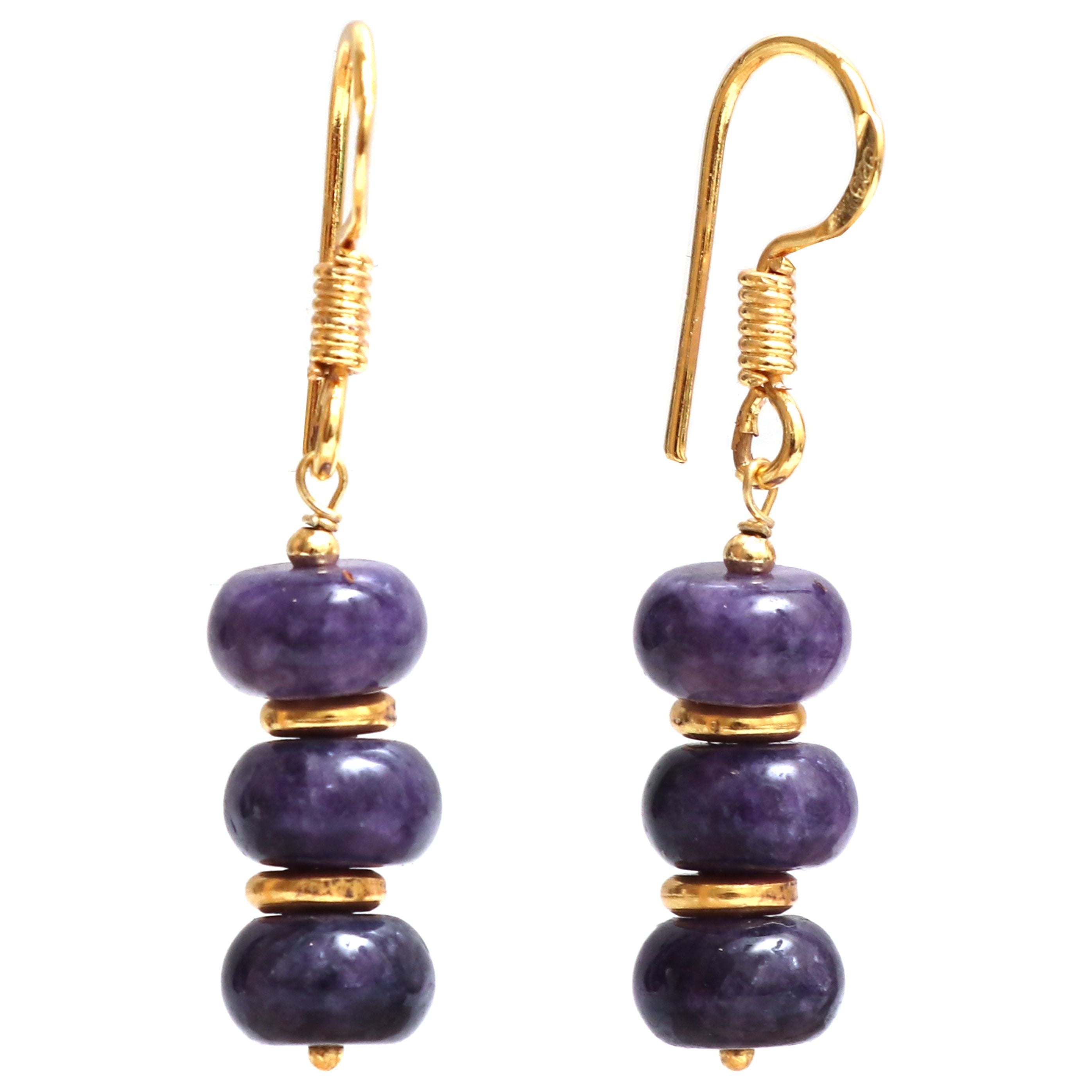 Gempires Amethyst Fishhook Earring for Women, 14K Gold Dangle Birthstone Jewelry