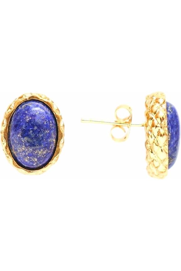 Gempires Bold Oval Gemstone Stud Earrings for Women  Natural Healing Stone Jewelry 14K Gold-Plated Hypoallergenic Tarnish-Resistant  Bold Statement Studs Gift for Her[l883]