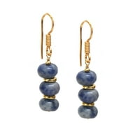 Gempires Denim Sodalite Bolo Beads Earring, Dangling Earrings, 8 mm Crystal Beads, 14k Gold Plated, 1.5 inches Drop Dangle, Handmade Women’s Jewelry