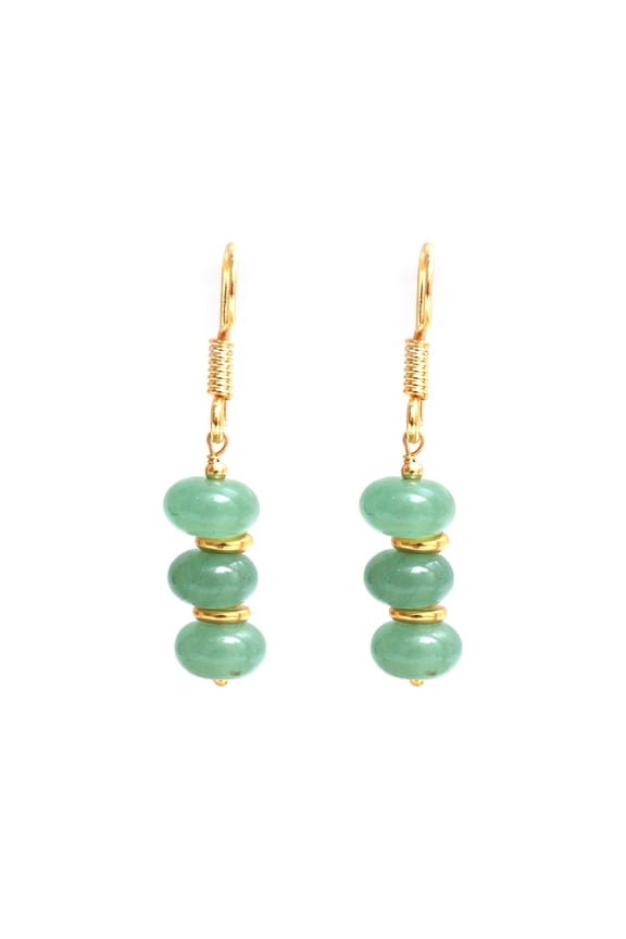 Green Aventurine Beads Earrings Dangle Style Gemstone Jewelry for Women