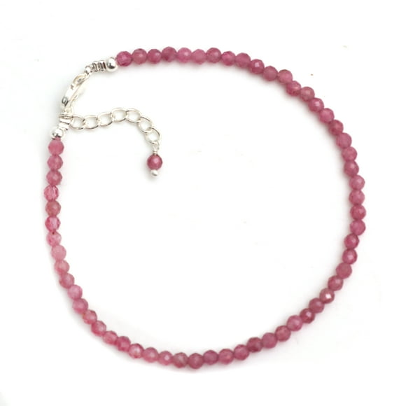 Gempires Pink Tourmaline Beads Bracelet, 8 inch Adjustable Length