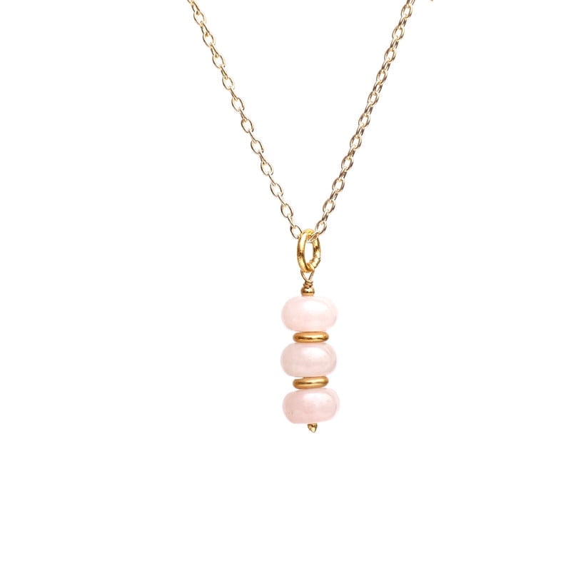Gempires Rose Quartz Pink  14K Gold Plated Beads Necklace for Women with  Adjustable Chain