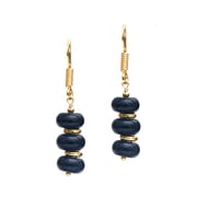 Gempires Sapphire Bolo Beads Dangle Earring, 8 mm Beads, 14k Gold Plated Lightweight Earring for Women
