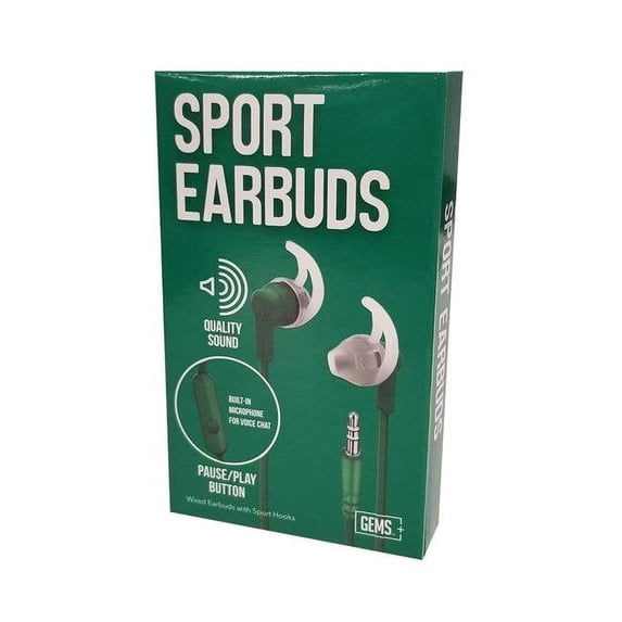 Gems 813125028824 Sport Earbuds with Mic Emerald