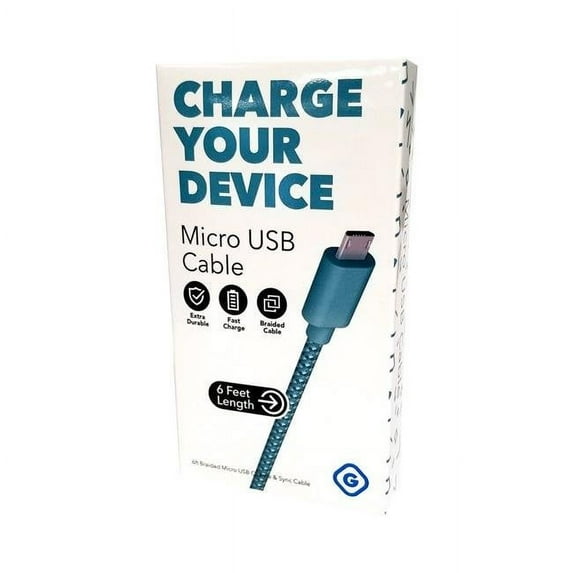 Gems 813125029289 6 ft. Braided Micro USB Cable, Emerald