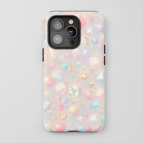 Gems For All iPhone Series Protective Phone Case Kawaii Pastel Multicolor Shimmer