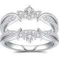 thumbnail image 1 of Gems Jewels 1.81 Ct Round Cut White Diamond Thanksgiving Christmas Engagement Enhancer Wrap Guard Ring 14K White Gold Plated 925 Sterling Silver For Women's -7, 1 of 3