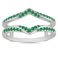 thumbnail image 1 of Gems Jewels 1.90 Ct Round Cut Green Emerald Engagement Thanksgiving Christmas Enhancer Wrap Guard Ring 925 Sterling Silver 14K White Gold Plated For Women's -4, 1 of 1