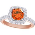 thumbnail image 1 of Gems Jewels 14K Rose Gold Plated 2.00 Ct Cushion Cut Citrine Christmas Wedding Engagement Thanksgiving Halo Ring 925 Sterling Silver For Women's -7, 1 of 2
