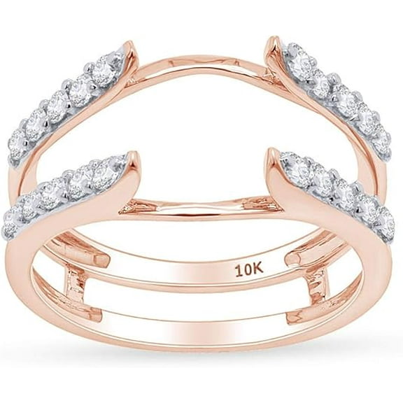 Gems Jewels 14K Rose Gold Plated 2.00 Ct Round Cut White Diamond Enhancer Guard Wrap Ring 925 Sterling Silver For Women's -6.5