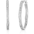 thumbnail image 1 of Gems Jewels 14K White Gold Over Hoop Earrings 2.00Ctw Round Cut Diamond, 1 of 1