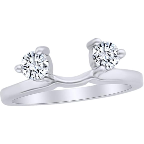 Gems Jewels 14K White Gold Plated 1.00 Ct Round Cut White Diamond Enhancer Guard Wrap Ring 925 Sterling Silver For Women's -.8.5
