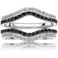 thumbnail image 1 of Gems Jewels 14K White Gold Plated 1.85 Ct Round Cut Black Diamond Wedding Engagement Enhancer Guard Wrap Ring 925 Sterling Silver For Women's -9, 1 of 1