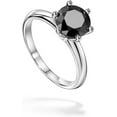thumbnail image 1 of Gems Jewels 14K White Gold Plated 1.99 Ct Round Cut Black Diamond Christmas Wedding Engagement Thanksgiving Halo Ring 925 Sterling Silver For Women's -8, 1 of 3